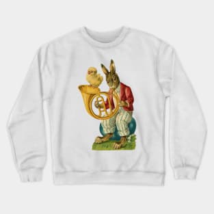 Vintage Easter Bunny French Horn Crewneck Sweatshirt